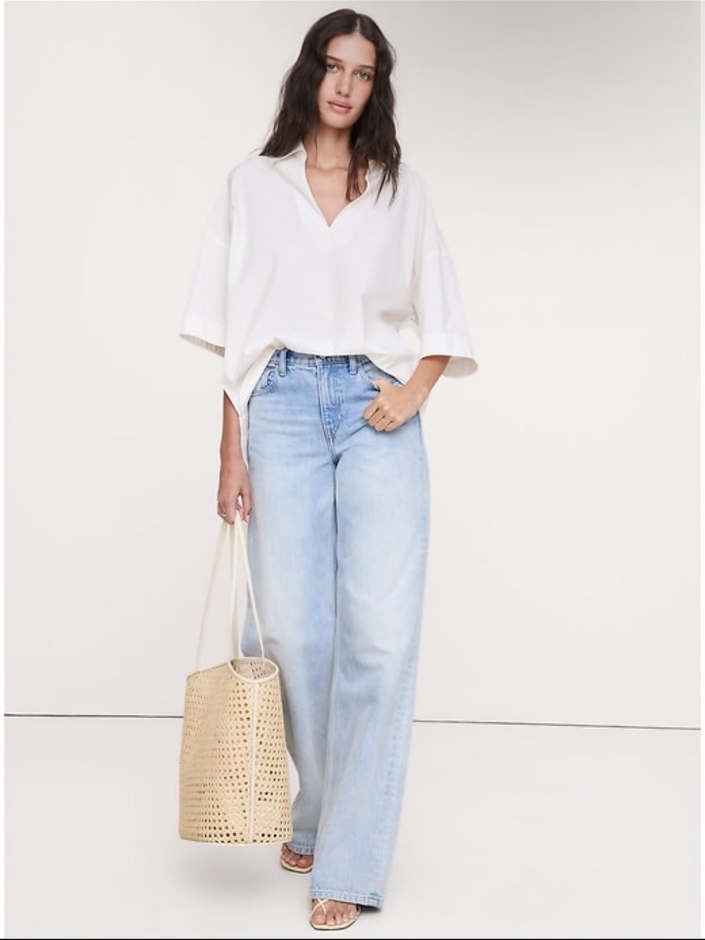 Banana Republic Women’s Oversized White Poplin Shirt